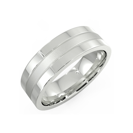 Argolla Mate + Lisa Oro Blanco 14k